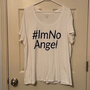 ‘#Im No Angel’ White Tshirt PLUS SIZE
